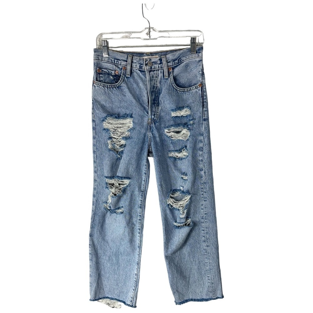 Levi’s Ribcage Straight Ankle Distressed Jeans SZ 27